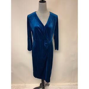 Dress Velvet  Glam Pinup Sheath Holiday Party Dance Timeless Womens Size XL Blue